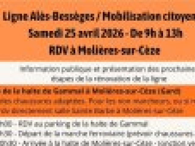 Pour la ligne Alès Bessèges : réunion publique le 25 avril à Molières sur Cèze